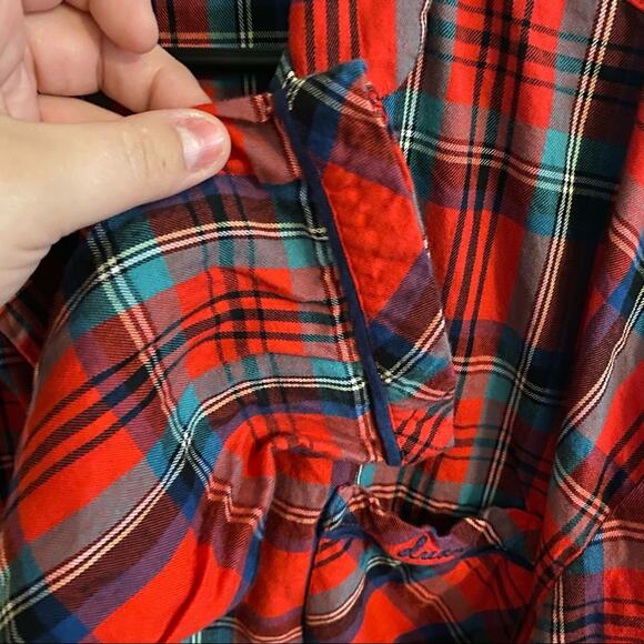 Victoria’s Secret Red Plaid Button Down Sleep Shirt Women's Size Large "Dream" - Picture 7 of 8